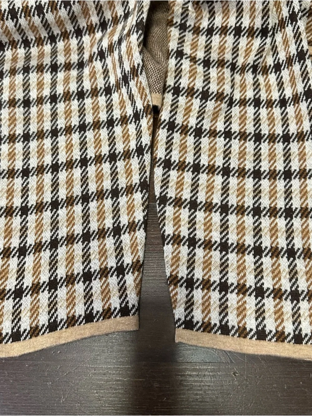 Loft Ann Taylor Brown Plaid 100% Cotton Open Front Lightweight Cardigan Sweater - Picture 9 of 14